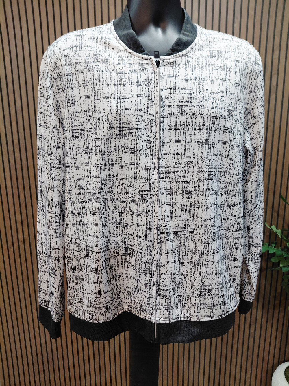 Alfani Black & White Textured Bomber Jacket